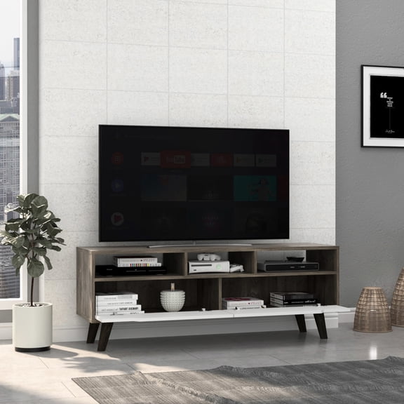 15.35in Deep TV Stand with 3 Shelves & 2 Drawers / Hold 50 - 59inch TVs Securely