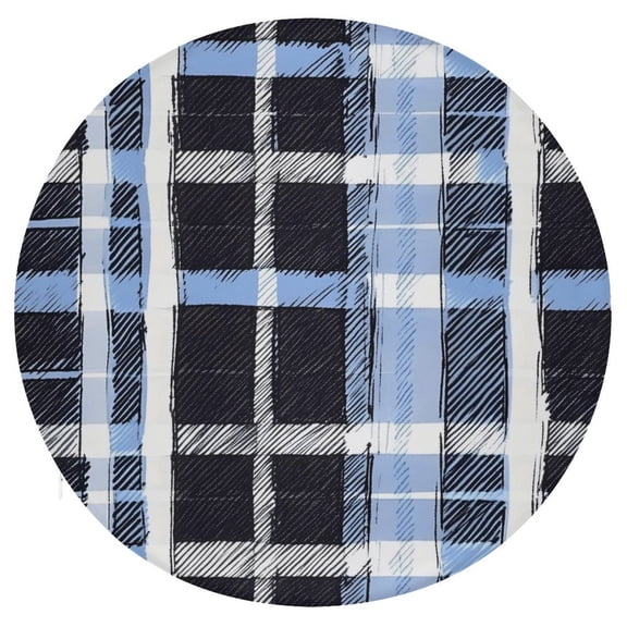 15.3in Round Cushion Is Not Easy To Fade, Not Easy To Deform, Durable And Breathable Four Seasons Universal Super Soft Memory Cotton Cushion MediumBlue Houndstooth Buffalo Plaid Tartan Check Scotland