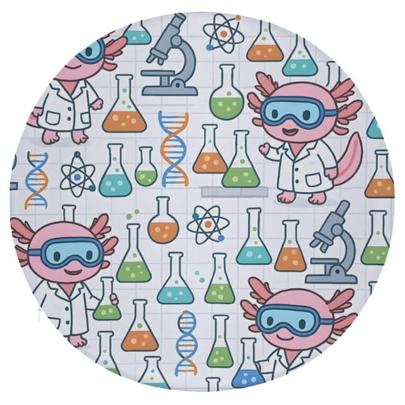 15.3in Round Cushion Is Not Easy To Fade, Not Easy To Deform, Durable And Breathable Four Seasons Universal Super Soft Memory Cotton Cushion Science Lab Axolotls - Educational Play