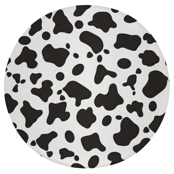 15.3in Round Cushion Is Not Easy To Fade, Not Easy To Deform, Durable And Breathable Four Seasons Universal Super Soft Memory Cotton Cushion Simple Cow Print Pattern, Vector Art Style_3