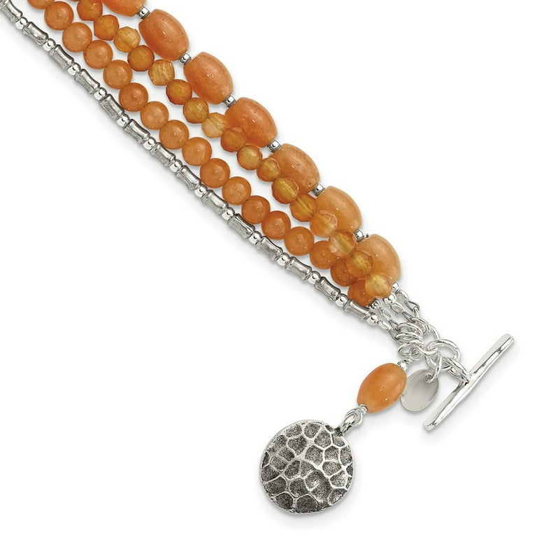 Sterling Silver Aventurine and Carnelian 4-Strand Bracelet Sterling Silver Aventurine and Carnelian 4-Strand Bracelet