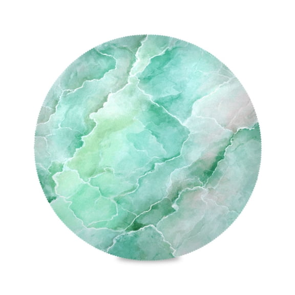 15.4 Inch Round Placemats Set of 1 Washable Heat Resistant Placemats for Dining Table Kitchen Decoration Calm Mint Marble Pattern