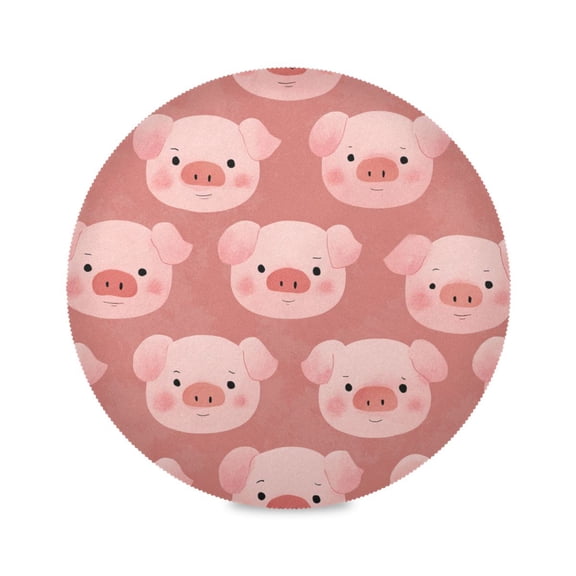 15.4 Inch Round Placemats Set of 1 Washable Heat Resistant Placemats for Dining Table Kitchen Decoration Gentle Piggy Smiles