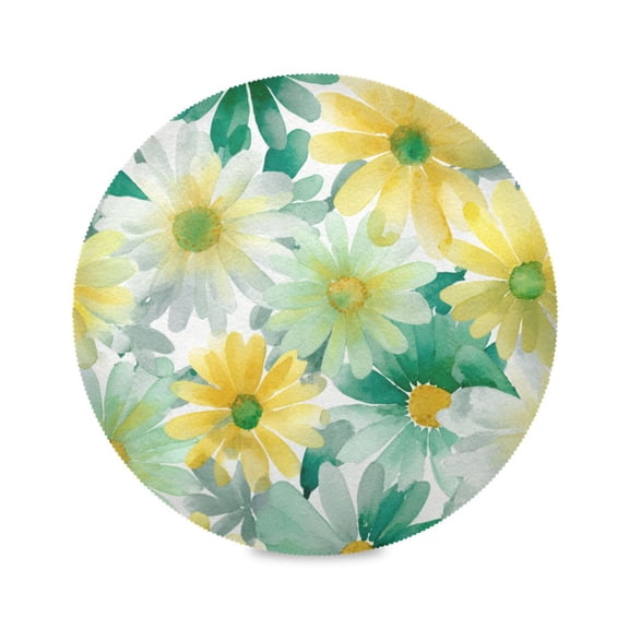 15.4 Inch Round Placemats Set of 1 Washable Heat Resistant Placemats for Dining Table Kitchen Decoration Teal Yellow Daisy Print