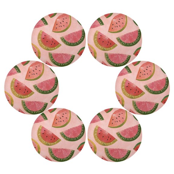 15.4 Inch Round Placemats Set of 6 Washable Heat Resistant Placemats for Dining Table Kitchen Decoration Sweet Summer Melon