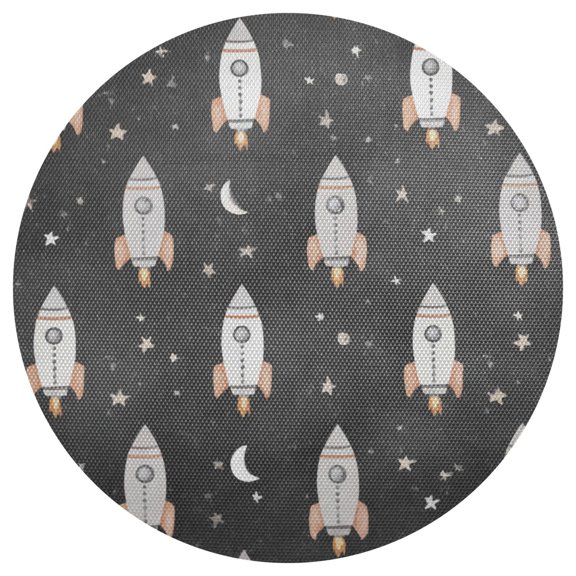 15.4 Inch Round Woven Placemats set of 1 for Dining Table Washable Heat Resistant Table Mats Non-Slip Washable Table Pad for Home Kitchen Decor Black Space Rocket Pattern