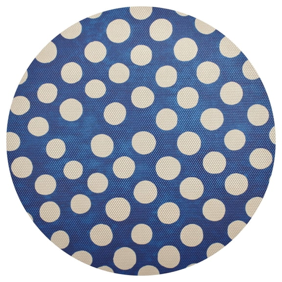 15.4 Inch Round Woven Placemats set of 1 for Dining Table Washable Heat Resistant Table Mats Non-Slip Washable Table Pad for Home Kitchen Decor Royal Blue Cream Polka Dot