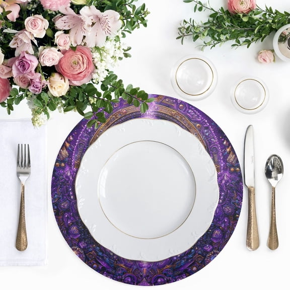 15.4 Inch Round Woven Placemats set of 1 for Dining Table Washable Heat Resistant Table Mats Non-Slip Washable Table Pad for Home Kitchen Decor Shinigami Magic Card