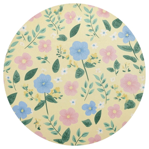 15.4 Inch Round Woven Placemats set of 1 for Dining Table Washable Heat Resistant Table Mats Non-Slip Washable Table Pad for Home Kitchen Decor Sweet Buttercup Floral Bloom
