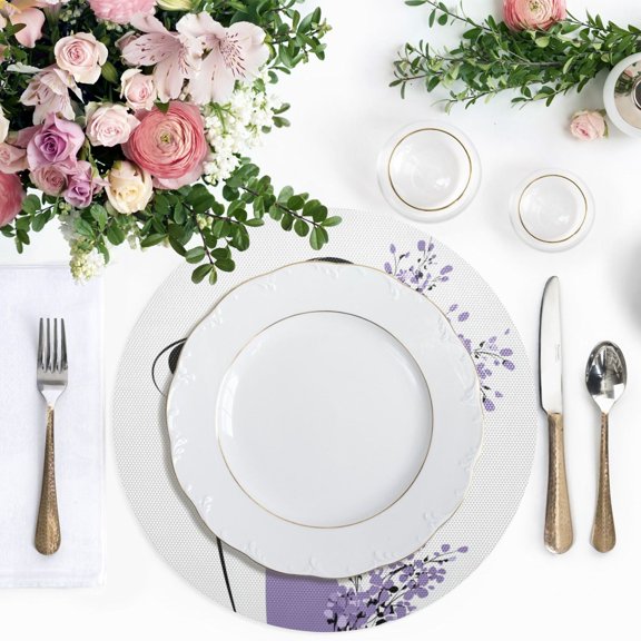 15.4 Inch Round Woven Placemats set of 1 for Dining Table Washable Heat Resistant Table Mats Non-Slip Washable Table Pad for Home Kitchen Decor Violet Beauty