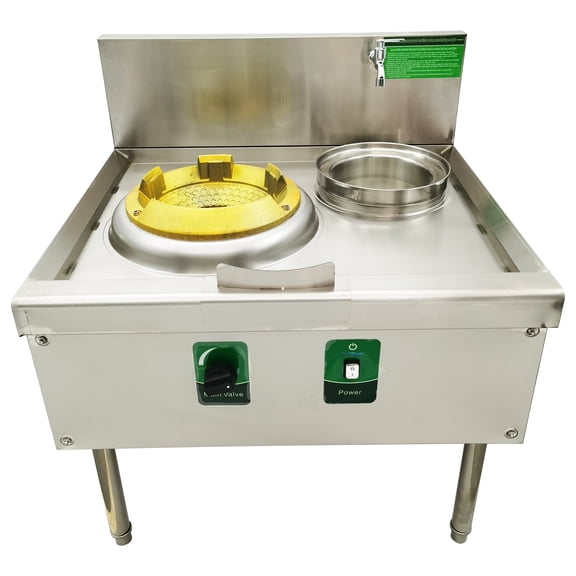 15.4" LPG and Natural Gas Chamber Single Burner Open Style Commercial Gas Wok Gas Stove With Baffle and Water Basin