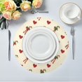 thumbnail image 1 of 15.4" Round Placemat Set of 4 Polyester Fabric Place Mats Non-Slip Dining Kitchen Table Mats for Kitchen Party Decor Candy Cane-shaped Ribbons and Hearts, 1 of 5