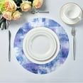 thumbnail image 1 of 15.4" Round Placemat Set of 1 Polyester Fabric Place Mats Non-Slip Dining Kitchen Table Mats for Kitchen Party Decor Blue Squares and Shapes, 1 of 5