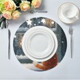 thumbnail image 1 of 15.4" Round Placemat Set of 1 Polyester Fabric Place Mats Non-Slip Dining Kitchen Table Mats for Kitchen Party Decor Cat by The Window, 1 of 5