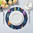 thumbnail image 1 of 15.4" Round Placemat Set of 1 Polyester Fabric Place Mats Non-Slip Dining Kitchen Table Mats for Kitchen Party Decor Colorful Christmas Trees Pattern, 1 of 5