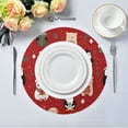 thumbnail image 1 of 15.4" Round Placemat Set of 1 Polyester Fabric Place Mats Non-Slip Dining Kitchen Table Mats for Kitchen Party Decor Cute Christmas Animals, 1 of 5