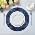 thumbnail image 1 of 15.4" Round Placemat Set of 1 Polyester Fabric Place Mats Non-Slip Dining Kitchen Table Mats for Kitchen Party Decor Deep Blue Flower, 1 of 5