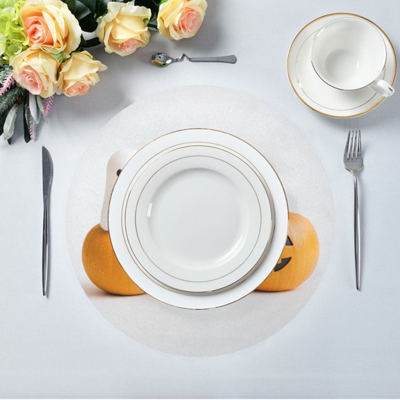 15.4" Round Placemat Set of 1 Polyester Fabric Place Mats Non-Slip Dining Kitchen Table Mats for Kitchen Party Decor Ghost and Pumpkins
