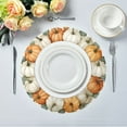 thumbnail image 1 of 15.4" Round Placemat Set of 1 Polyester Fabric Place Mats Non-Slip Dining Kitchen Table Mats for Kitchen Party Decor Pumpkin Wreath Pattern, 1 of 5