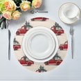 thumbnail image 1 of 15.4" Round Placemat Set of 1 Polyester Fabric Place Mats Non-Slip Dining Kitchen Table Mats for Kitchen Party Decor Red Truck with Presents, 1 of 5
