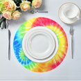 thumbnail image 1 of 15.4" Round Placemat Set of 1 Polyester Fabric Place Mats Non-Slip Dining Kitchen Table Mats for Kitchen Party Decor Tie-dyed Colorful Spiral Pattern, 1 of 5