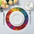 thumbnail image 1 of 15.4" Round Placemat Set of 1 Polyester Fabric Place Mats Non-Slip Dining Kitchen Table Mats for Kitchen Party Decor Vibrant Colorful Tie-dye Pattern, 1 of 5