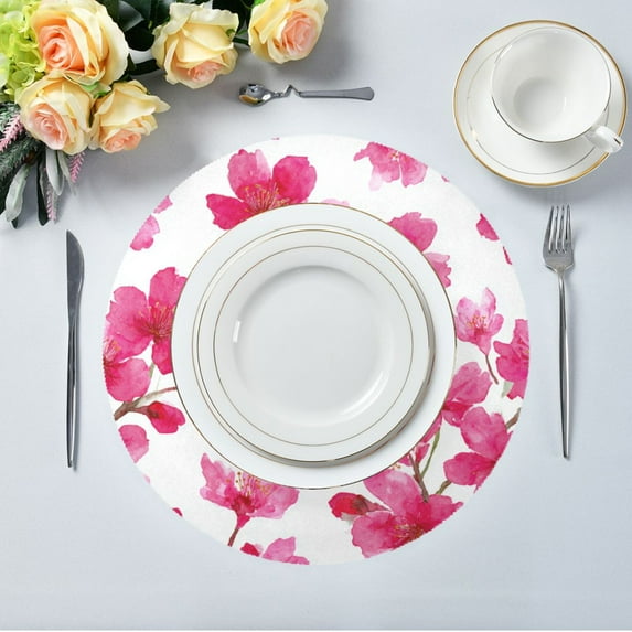 15 4 quot Round Placemat Set of 1 Polyester Fabric Place Mats Non Slip