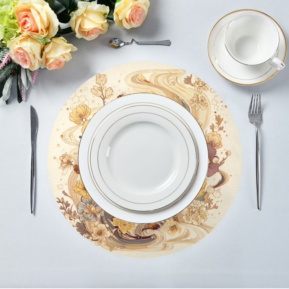 15.4" Round Placemat Set of 4 Polyester Fabric Place Mats Non-Slip Dining Kitchen Table Mats for Kitchen Party Decor Bears Are Eating Honey