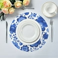 thumbnail image 1 of 15.4" Round Placemat Set of 4 Polyester Fabric Place Mats Non-Slip Dining Kitchen Table Mats for Kitchen Party Decor Blue Floral Pattern, 1 of 5