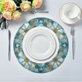thumbnail image 1 of 15.4" Round Placemat Set of 4 Polyester Fabric Place Mats Non-Slip Dining Kitchen Table Mats for Kitchen Party Decor Intricate Blue Block Pattern, 1 of 5