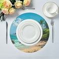 thumbnail image 1 of 15.4" Round Placemat Set of 4 Polyester Fabric Place Mats Non-Slip Dining Kitchen Table Mats for Kitchen Party Decor Serene Beach Scene, 1 of 5