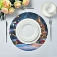 thumbnail image 1 of 15.4" Round Placemat Set of 4 Polyester Fabric Place Mats Non-Slip Dining Kitchen Table Mats for Kitchen Party Decor Snowman Next To Christmas Tree, 1 of 5