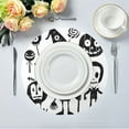 thumbnail image 1 of 15.4" Round Placemat Set of 6 Polyester Fabric Place Mats Non-Slip Dining Kitchen Table Mats for Kitchen Party Decor Black and White Pumpkins, 1 of 5