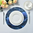 thumbnail image 1 of 15.4" Round Placemat Set of 6 Polyester Fabric Place Mats Non-Slip Dining Kitchen Table Mats for Kitchen Party Decor Blue Rose Pattern, 1 of 5