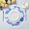 thumbnail image 1 of 15.4" Round Placemat Set of 6 Polyester Fabric Place Mats Non-Slip Dining Kitchen Table Mats for Kitchen Party Decor Blue and White Snowflake, 1 of 5