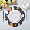 thumbnail image 1 of 15.4" Round Placemat Set of 6 Polyester Fabric Place Mats Non-Slip Dining Kitchen Table Mats for Kitchen Party Decor Pumpkins and Ghosts Elements, 1 of 5