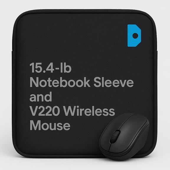 15.4-h Laptop Sleeve and V220 Wireless Cordless Mouse Combo Durable Protective Notebook Case for Laptops Over 1 lb with Ergonomic Wireless Mouse for Home, Office, and Travel 939000115