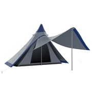 , 15.4x15.4x8.5 Teepee Tent, Waterproof Camping Tent with Porch Area, Floor and Carry Bag, for 2-3 Person Outdoor Backpacking Camping Hiking, Blue, Blue ,Aluminum ,