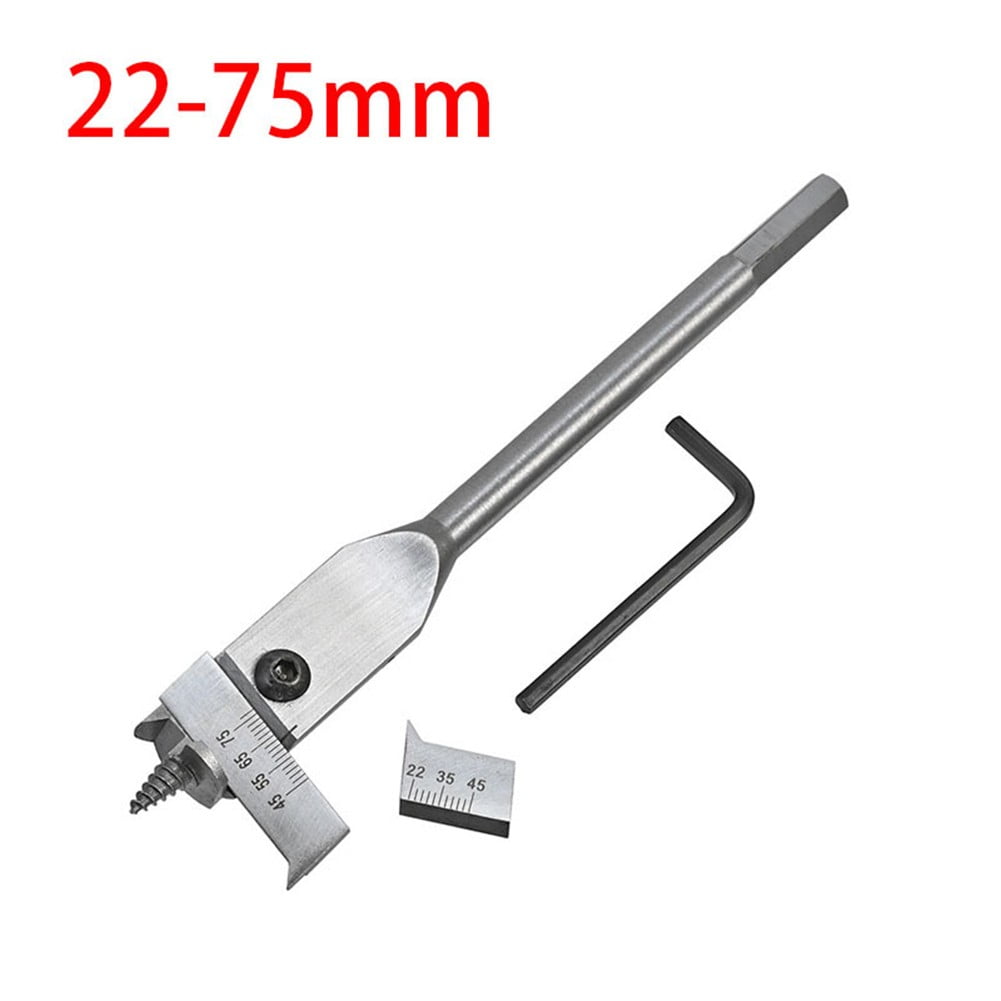 15-45mm 22-75mm Adjustable Spade Bit Tool Flat Woodworking Drill Bits Set Silver For Different Woodworking Needs​ Hole Opener