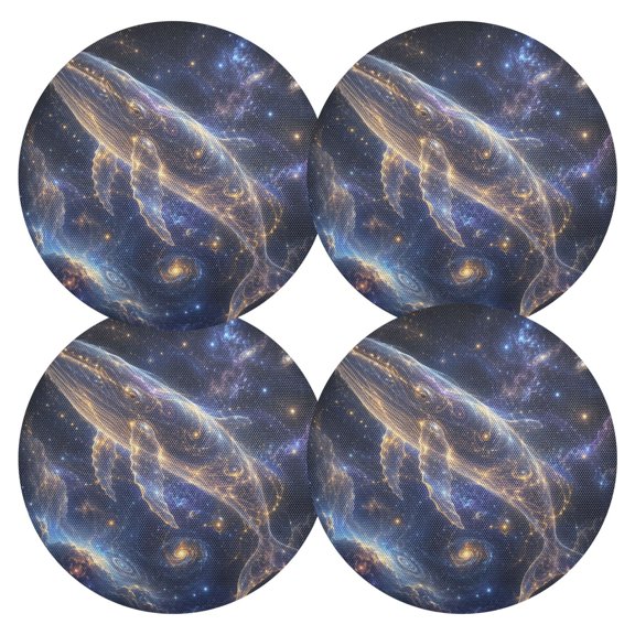 15.4Inch Round Placemats Set of 4 Heat Resistant and Cuttable Woven Table Mats for Table Decor Translucent Spirit Whale