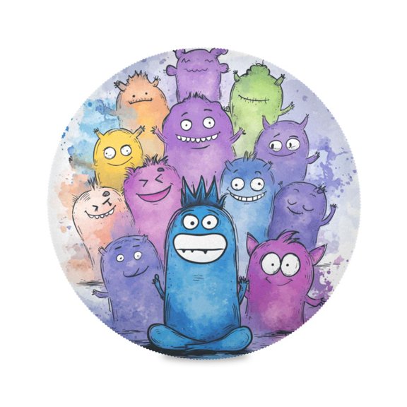 15.4inch Round Placemats, DIY Printing Design, Suitable for Kitchen, Table Party Decoration A Cartoon Illustration