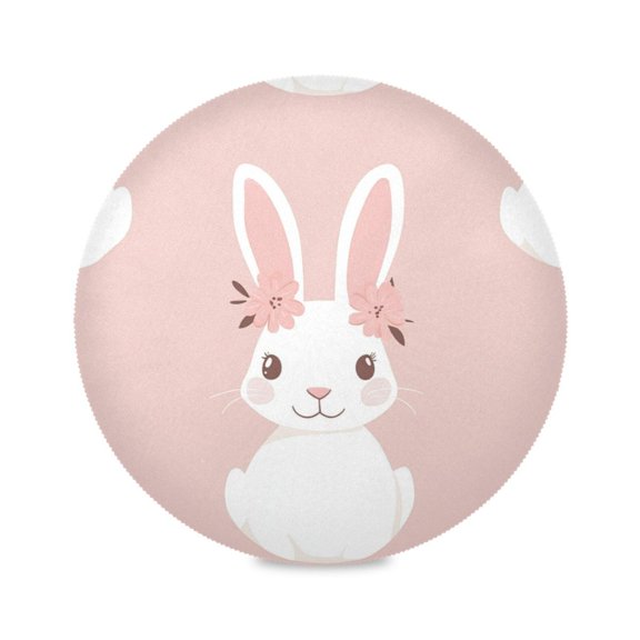 15.4inch Round Placemats, DIY Printing Design, Suitable for Kitchen, Table Party Decoration A Cute Baby Bunnyal