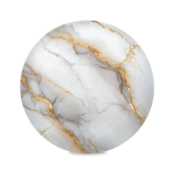 15.4inch Round Placemats, DIY Printing Design, Suitable for Kitchen, Table Party Decoration A Marble Texture