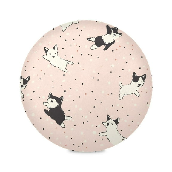 15.4inch Round Placemats, DIY Printing Design, Suitable for Kitchen, Table Party Decoration A Pattern Of Small Dogs