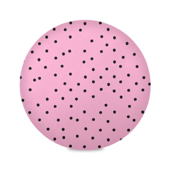 15.4inch Round Placemats, DIY Printing Design, Suitable for Kitchen, Table Party Decoration A Pink Background with Dots