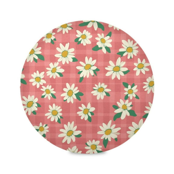 15.4inch Round Placemats, DIY Printing Design, Suitable for Kitchen, Table Party Decoration A Retro Red Gingham