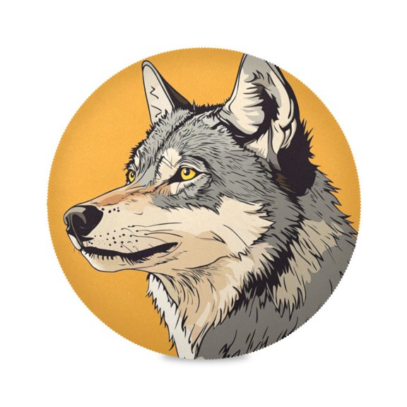 15.4inch Round Placemats, DIY Printing Design, Suitable for Kitchen, Table Party Decoration A Sketched Wolf