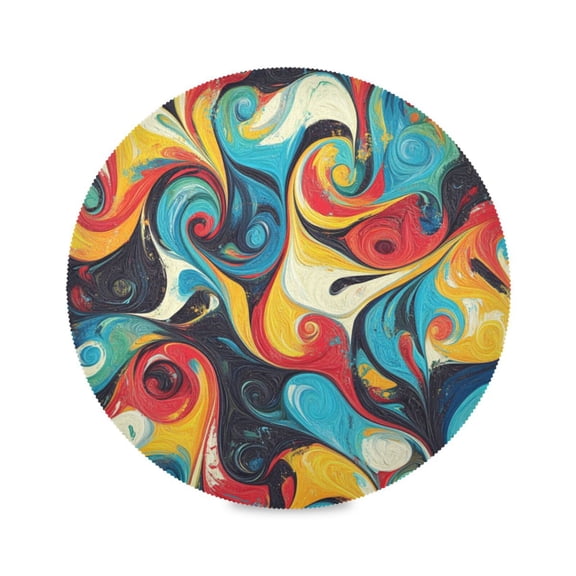 15.4inch Round Placemats, DIY Printing Design, Suitable for Kitchen, Table Party Decoration A Swirling Colors