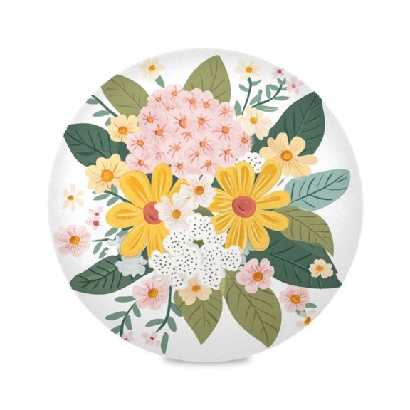 15.4inch Round Placemats, DIY Printing Design, Suitable for Kitchen, Table Party Decoration An Illustration - Flower