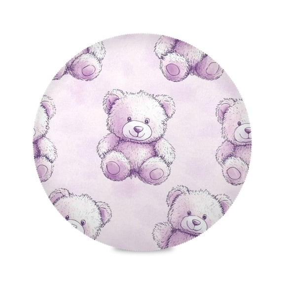 15.4inch Round Placemats, DIY Printing Design, Suitable for Kitchen, Table Party Decoration Bear